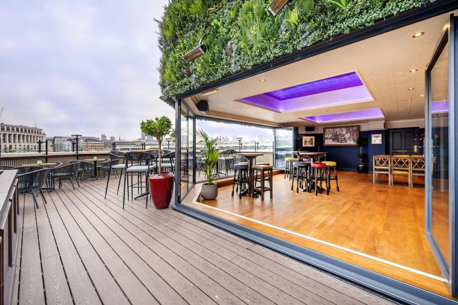 The Rooftop Terrace bar at Doggett's Coat and Badge in South Bank, London